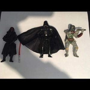 Star Wars Darth Vader 2004, Bobba Fett 2007, Darth Maul 1999, used.